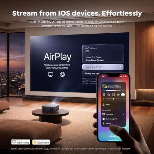 TOPTRO X9 Pro Smart Projector 4K Power by VIDDA, 2200 ANSI High Brightness, 40W Speakers, Dolby, Voice Control【Faster Speed & More APPs & TV Live】FHD 1080P Home Cinema Projectors, HDR 10, Auto Focus