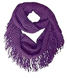 Peach Couture Warm and Soft Fashionable Checkered Fringe Infinity Loop Scarf