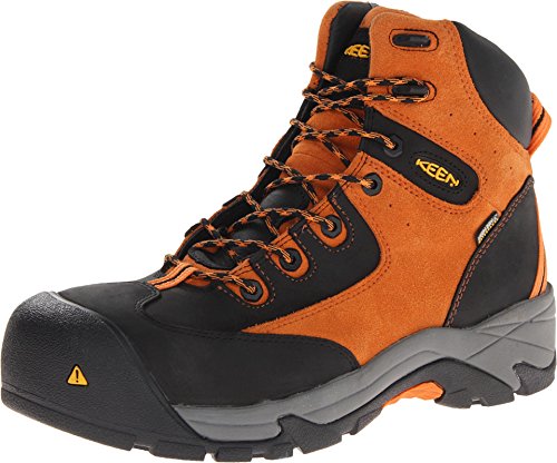 Keen Utility Men's Rainier Mid WP Boot, Persimmon Orange/Black