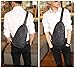 FreeMaster Sling Pack Chest Bag Men's Shoulder Backpack PU Bag Outdoor Cross Body Bags Retro Bag Walking Hiking Camping Gym Cycling Daypack (Black Plus)