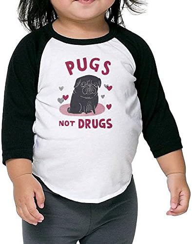 Lisenict Pugs Not Drugs Child 3/4 Sleeve T-shirt Size5-6 Toddler