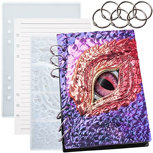 A5 Notebook Cover Resin Silicone Molds Dragon Eye Scrapbooking Epoxy Casting Kits of 48