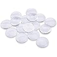 EFIVS ARTS 20PCS Transparent Glass Cabochons, Clear Glass Dome Tile Cabochon Half Round Flat Clear 1.57 Inch Non-calibrated Round for Photo Pendant Making DIY Decor Halloween Crafts for Souvenir Gift