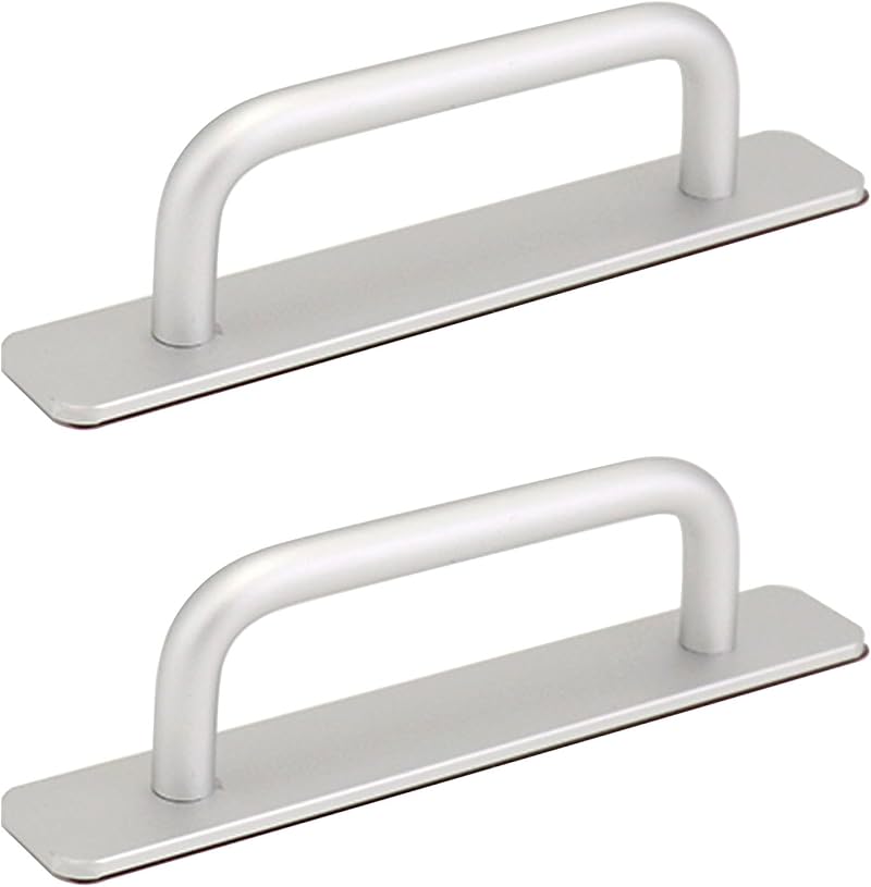 QWORK 2Pcs Self-Adhesive Aluminum Door Pull Handle 150x25mm No Drilling