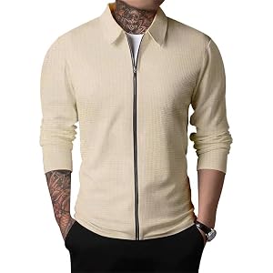 Men's Jacket, Casual Long Sleeve Lapel Collar Soft Breathable Lightweight Regular Fit Shirt for Daily Work Gym Outdoor