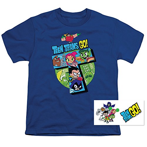 Teen Titans Go! Youth T Shirt & Exclusive Stickers (Large)