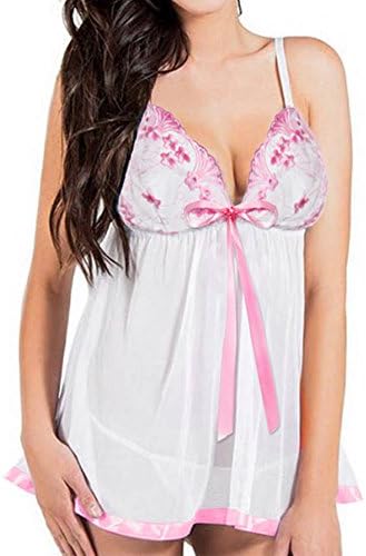 IWISHME Women Plus Size Sequin Sexy Babydoll Lingeries (2XL=US Size XL, Pink)