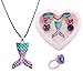 IDOXE Little Girls Fish Necklace Kids Rings Jewelry Set in Box Party Favors Gift