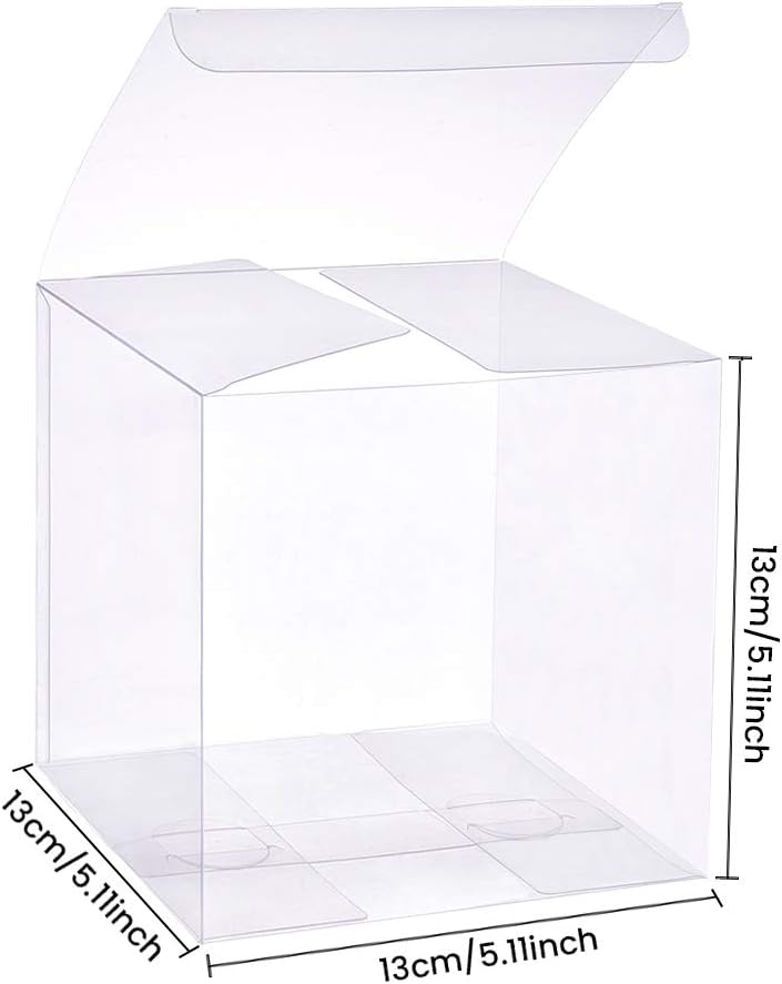 BENECREAT 10PCS Clear Wedding Favour Boxes 13x13x13cm Square PVC Transparent Gift Boxes for Candy Chocolate Birthday Party Gift Wrapping - Image 3