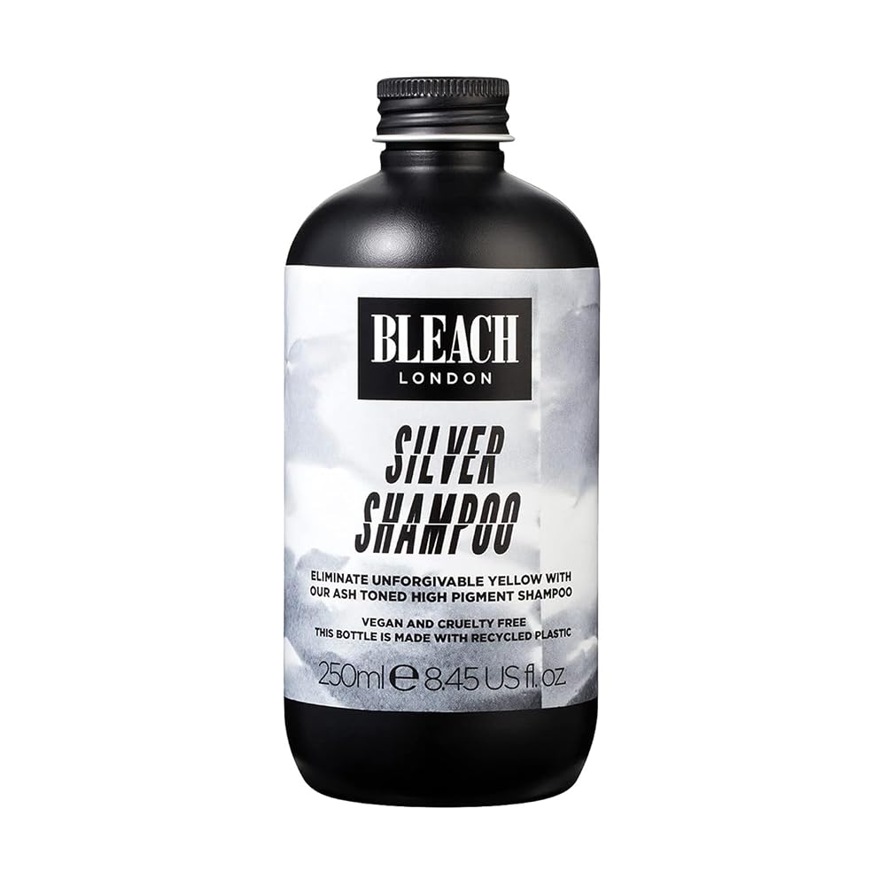 Bleach London Silver Shampoo, Purple Toning, Colour Correcting Formula for Brighter Blonde Hair, Cleanses and Neutralises Brassy Yellow Tones, Paraben and Silicone Free 250ml
