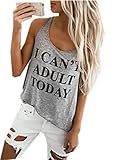 Happyear Women's Vest Top I Can't Adult Today Funny Tank Tops-Gray L