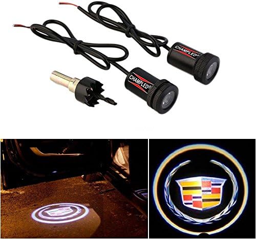 CHAMPLED For Cadillac Car Auto Laser Projector Logo Illuminated Emblem Under Door Step courtesy Light Lighting symbol sign badge LED Glow Performance