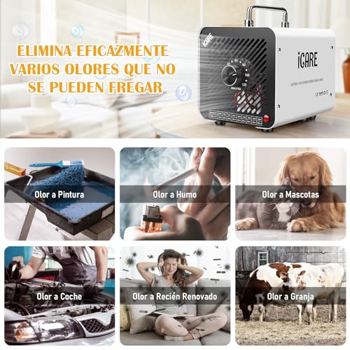 Household Ozone Generator 30000mg/h, Professional Ozone Machine for 300㎡ | Ozone Generator Air Purifier with Timer, Portable O3 Ozone Device for Garages, Home, Car White