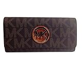 Michael Kors Signature PVC Fulton Flap Wallet in Brown