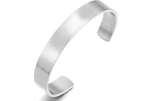 COOLSTEELANDBEYOND Stainless Steel Adjustable Cuff Bangle Bracelet for Men Women Minimalist