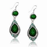 VTG Tibet Silver Eardrop Rhinestone Teardrop Dangle Hook Earrings (Pack of 2)