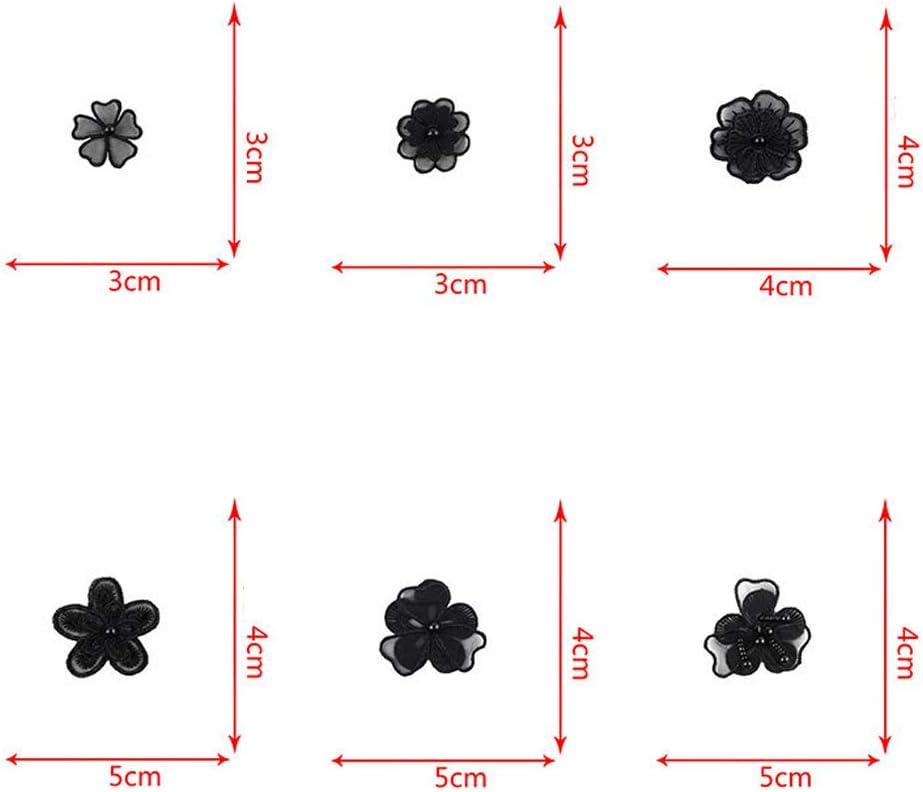 XUNHUI Black 3D Floral Embroidery Applique Beaded Pearl Tulle DIY Wedding Dress Sewing Clothing Applique Lace Costumes Decoration Patch 1Set/12Pieces - Image 5