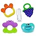 Baby Teething Toys Set of 5: 3 Silicone Baby Fruit Teethers + Baby Pacifier + Baby Toothbrush/Fingertip Massager & Case | Best Relief for Sore Gums | Freezer Safe Dishwasher Safe | SCME Baby Teether
