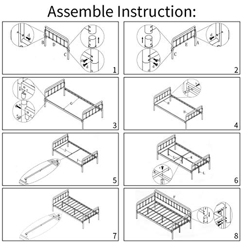 Metal Daybed Frame Twin Steel Slats Platform Base Box Spring Replacement Bed Sofa for Living Room Guest Room (Twin, Dark Copper) - Thumbnail 7