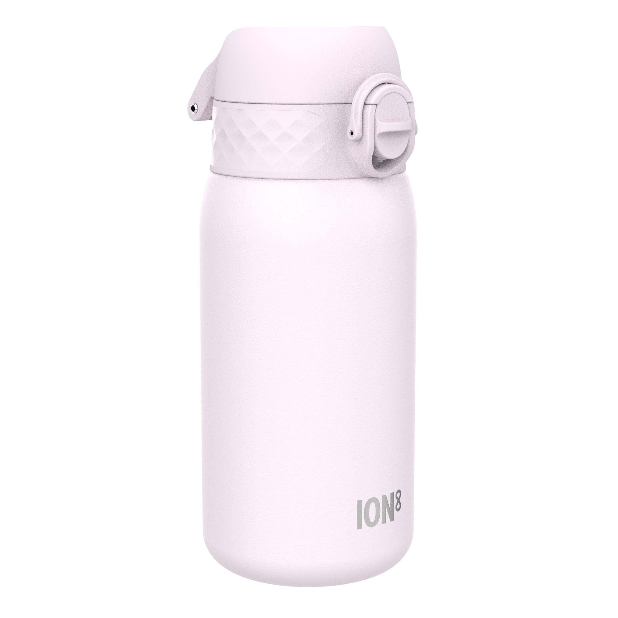 ION8 Lightweight Steel Kids Water Bottle, 400ml/13oz, Non-Insulated, Leak Proof, Easy to Open, Secure Lock, Dishwasher Safe, Fits Cup Holders, Carry Handle, Metal Water Bottle, Lilac Dusk