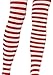 Leg Avenue Women's Plus Size Nylon Striped Tights, White/Red, 3X-4X