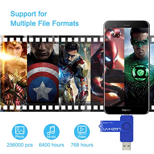 leizhan 128 gb USB Flash Drive USB 3.0 Type C Phone Picture Stick for Samsung Galaxy S10+, S10e, S10,S9, Note 9, S8, S8 Plus,Google Pixel XL Thumb Drive, Blue