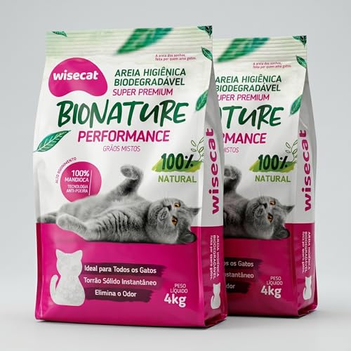 Areia de Mandioca para Gatos Torrão Firme Zero Odor Kit 2x4kg | Biodegradavel, granulos mistos de alta absorcao, descartavel no vaso sanitario, sem poeira, sem perfume artificial