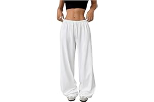 RoseSeek Girl's Drawstring Waist Straight Streetwear Long Wide Leg Pants Casual Loose Baggy Workout Long Fall Sweatpants