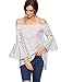 SheIn Women's Off The Shoulder Bell Sleeve Striped Blouse - A&White Medium