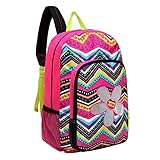 MGgear 17 inch Flower & ZigZag Pattern Kids School Book Bag / Backpack for Girls