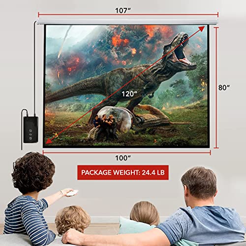Motorized Projector Screen with Remote Controller 120" Inches 43