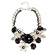 Zhenhui Women Bib Statement Chunky Necklace Gold Chain Crystal Flower Statement Necklace Charm Pendant Necklace,Big Chunky Choker Jewelry for Clothing(Black)