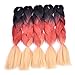 BACANA Ombre Braiding Hair Black/Red Orange/Yellow 5pcs Synthetic Hair Extensions for Braiding Twist Crochet Braids Box Braids Hair Ombre Colors 3 Tone 24 Inch