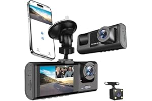 Dash Cam Front and Rear for Ford F-150 F-250 F-350 2000-2025, 1080P Triple Lens WiFi Car Dash Camera, with HDR Night Vision, 