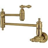 Kingston Brass KS3107AL Wall Mount Pot Filler Kitchen Faucet, Brushed Brass 20 x 2.63 x 8
