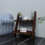 GrayWood Wooden Furniture 2 Tier Bookcases Ladder Shelf Wall Hangings & Room Organiser Storage Bookcases | Brown Finish