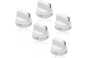 P POLERDEN WB03X24795 Range Surface Burner Knob, 4396546 Gas Range Control Knob Replacement, AP5989028 Gas Range knobs Compatible with GE Stove Knob (White 5pcs) PS11729080