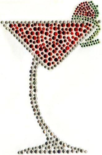 Rhinestone Iron On Red Strawberry Martini Hot Fix Applique (Strawberry)