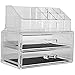 MCB Home Essentials-Acrylic Makeup & Cosmetic Jewelry Organizer -Storage Display Box with 2 Set of Drawers Great Birthday Present