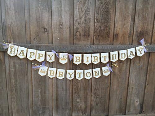 Happy birthday royal theme banner with a name in gold and ivory