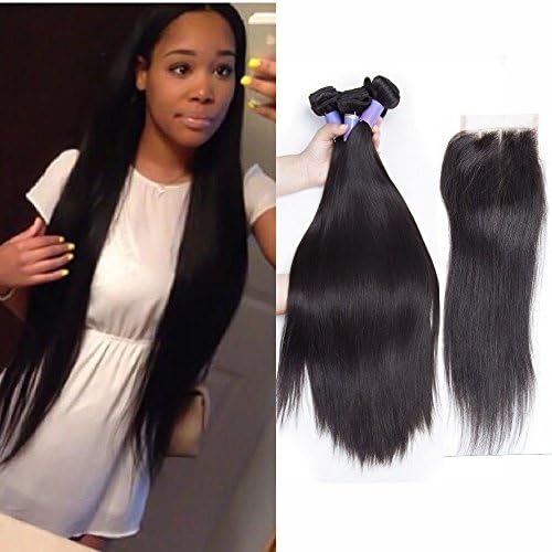 7a Brazilian Virgin Hair Straight Hair Weaves 3pcs/lot with Lace Closure Free/Middle/Three Part Virgin Remy Cheap Human Hair Bundles Natural Color