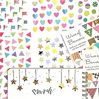 1000Art 12 Sheets/840+ Planner Stickers - Star,Heart,Round,Flag Stickers for Planners,Journals,Agendas,Calendars,DIY Arts and Crafts,Album