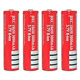 RedEarth 4pcs BRC 18650 3000mAh 3.7V Rechargeable Battery for Ultrafire Cree Li-ion LED Torch Flashlight