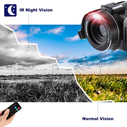CofunKool Camcorder 1080P 26MP Video Camera WiFi Vlogging Camera for YouTube, 270Â° Flipping 3.0" IPS Touch Screen, IR Night Vision, with Microphone Remote Control Mini Tripod, Support USB, TV Output