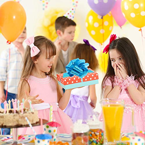 G.C 24 Pcs Glittering Pull Bows Gift Wrapping Ribbon Bows 8 Colors Laser Wrap Hamper Wrapping Loop Bows for Cars Christmas Weddings Birthday Party Bows for Gift Decorations