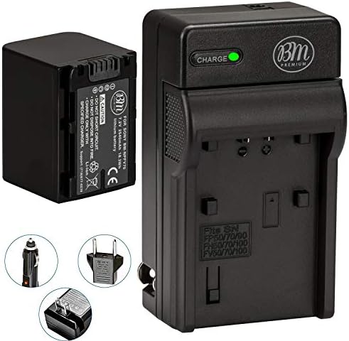 BM NP-FV70 Battery and Charger for Sony FDR-AX700, HDR-CX210, CX220, CX230, CX260V, CX290, CX330, CX380, CX430V, CX580V, CX760V, CX900, PJ340, PJ540, PJ670, PJ810, FDR-AX33, AX53, AX100 Camcorder