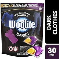 Woolite Darks Pacs, Laundry Detergent Pacs, 30 Count, for Standard and HE Washers, detergent for black clothes, black detergent, dark laundry detergent