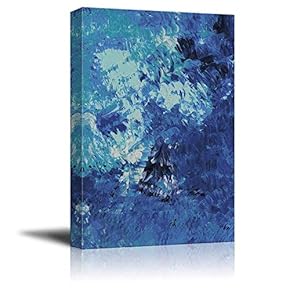 Canvas Wall Art - Oil Painting Style Abstract Blue Artwork - Giclee Print Gallery Wrap Modern Home Art Ready to Hang - 12x18 inches