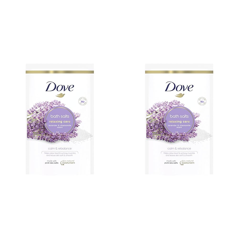 Dove Lavender & Chamomile Relaxing Care with skin-natural moisturisers Bath Salts relaxing your mind & body, leaving your skin smooth & soft 900 g (Pack of 2)