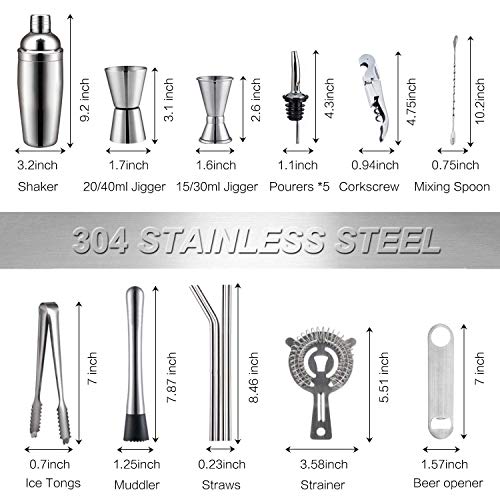 X-cosrack Cocktail Shaker Set, Cocktailshaker Bar Set aus Edelstahl, 18 Teile mit Rutante Ausgang, Bartending Preminu… – Bild 3